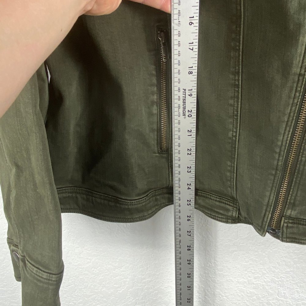 Liverpool Jeans Company Olive Green Moto-Style Jean Jacket - Picture 5 of 12